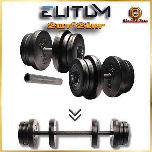 Гантели Elitum 2х21 кг с удлинителем грифа для штанги, наборные, для дома и зала Киев