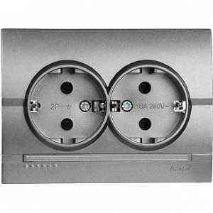 DERIY темно-сірий металік Розетка внутрішня 2-а із заземленням Лезард Житомир