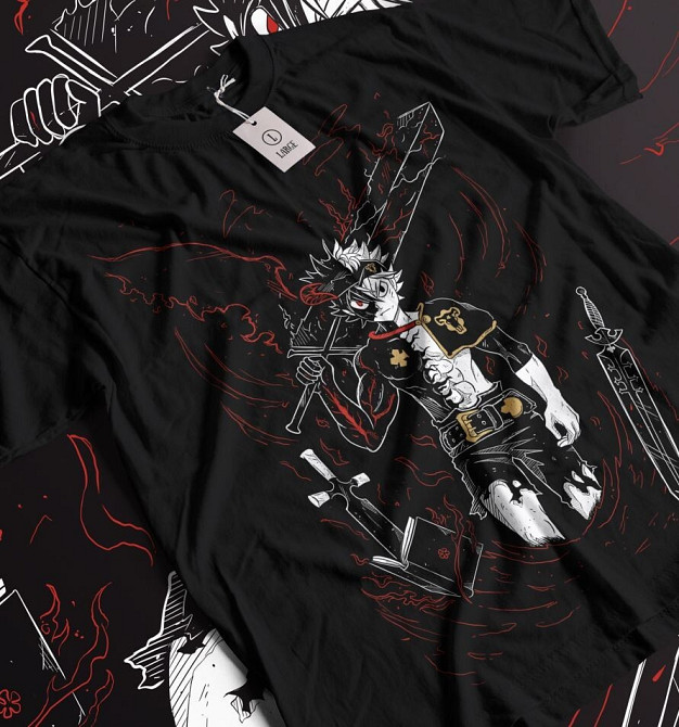 Футболка з аніме принтом Чорна конюшина оверсайз (S/M/L) Чорний AnimeJ0983 Дніпро - фото 1