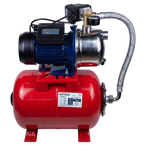Станция 0.75кВт Hmax 42м Qmax 50л/мин (самовсасывающий насос нерж) 24л Украина WETRON JETS80А5 (775052/24) Ровно
