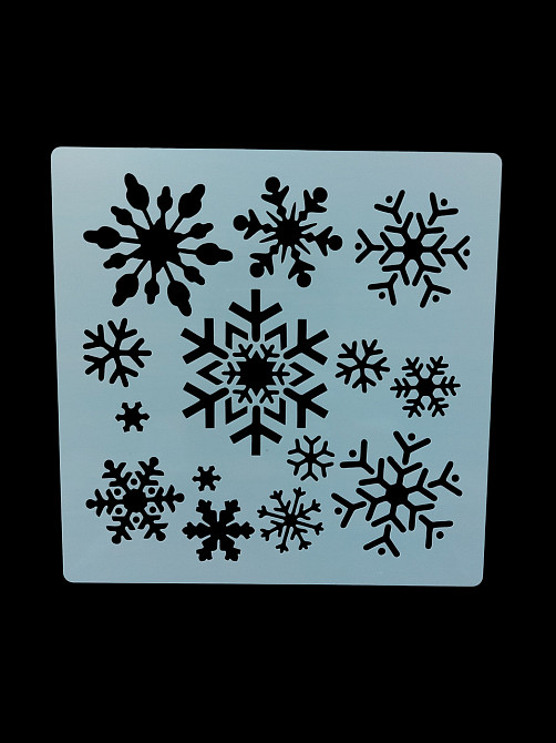 Трафарет новогодний Снежинки 20 на 20 см серый Киев - изображение 3