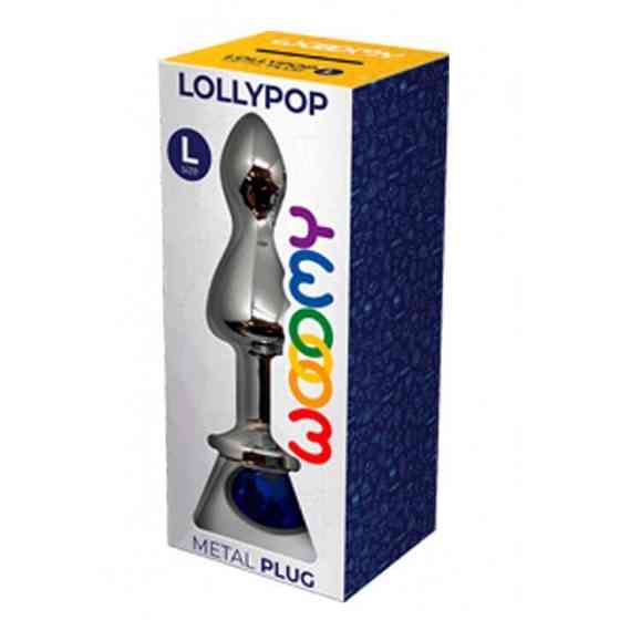 Металлическая анальна пробка Wooomy Lollypop Double Ball Metal Plug Blue L диаметр 3,5, длина 10,5см Sex Aura Киев