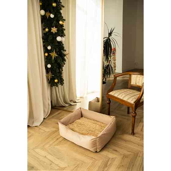 Водоотталкивающий лежак со съемным чехлом и двухсторонней меховой подушкой Incor Бежевый 10041 3XL (130/80/23) Киев