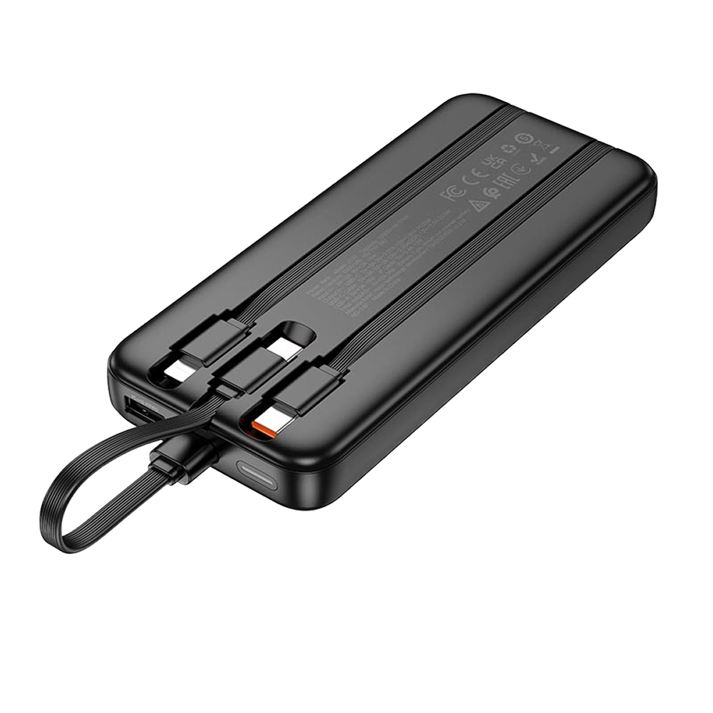 Павербанк 10000 mAh HOCO J132 Sabio 3 кабеля черный power bank повербанк Одесса - изображение 7