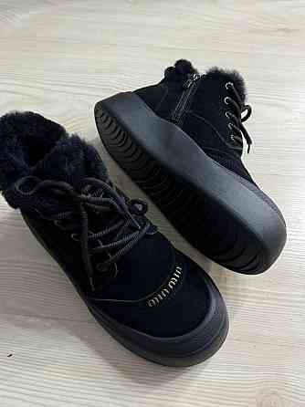 Черевики жіночі Hengji 677-1 замшеві високі кеди на хутрі чорні, 36, 23 см Київ