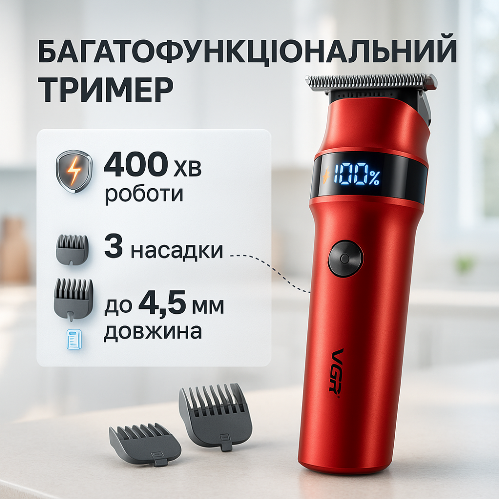 Набір для видалення волосся із зарядним пристроєм, Професійна бритва-машинка для стрижки волосся CQ-93 Львів - фото 11