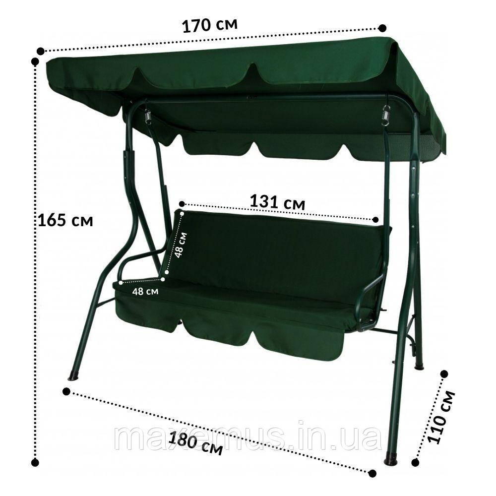 Садовые качели для дачи и дома трехместные уличные качели с навесом Relax дачные качели для отдыха зеленая Мостиска - изображение 10