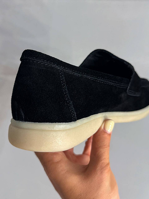Туфли женские Hengji 336-1 замшевые лоферы с фурнитурой черные, 36, 23,5 см Киев - изображение 9