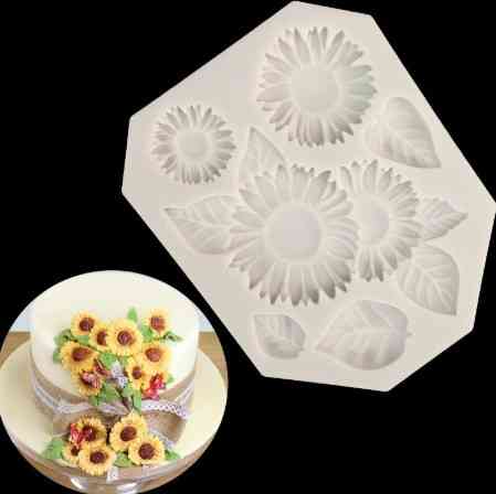 Молд силиконовый Подсолнухи 120 на 95 мм серый Киев