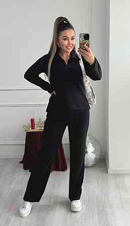 Жіночий базовий в'язаний костюм-двійка з ангори Чорний, 42/44 Одеса