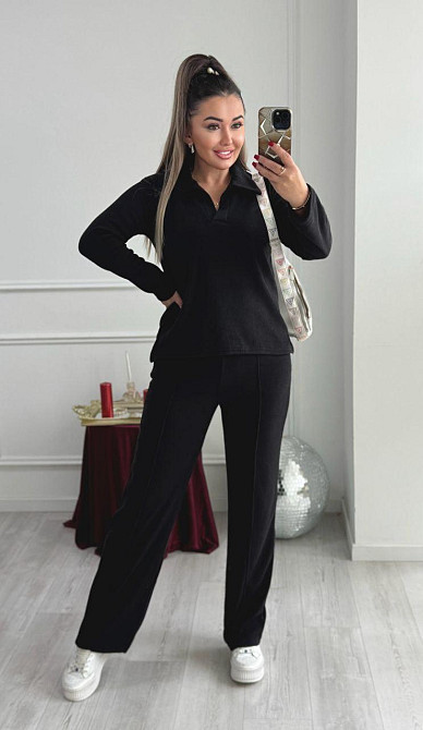 Женский базовый вязаный костюм двойка из ангоры Черный, 42/44 Одесса - изображение 6