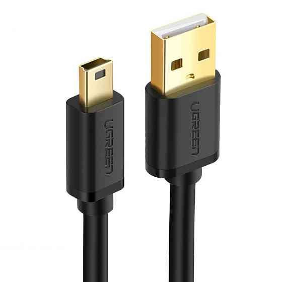 Кабель Mini USB Ugreen US132 для заряджання і передачі даних (Чорний, 1м) Николаев