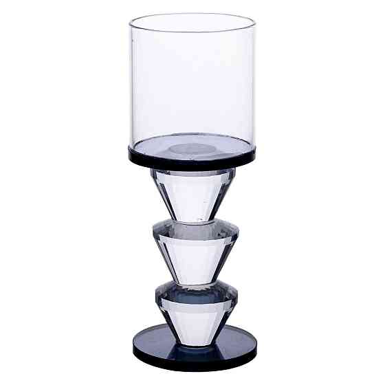 Yiwu Підсвічник скляний 6×15.7 см на одну свічку підсвічник келих на ніжці декоративний Сірий H Киев