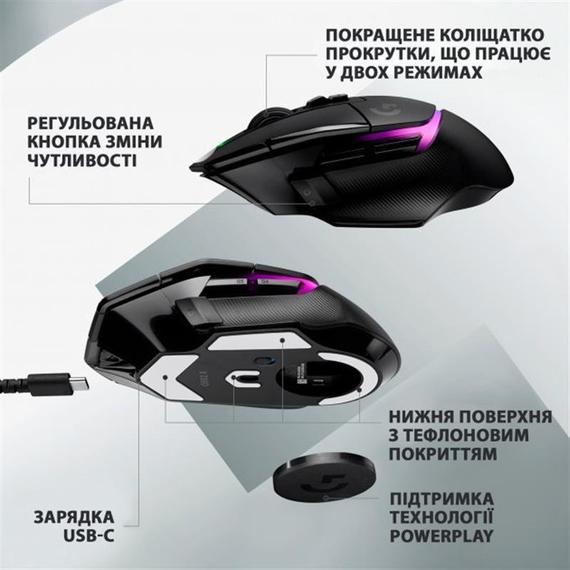 Миша Logitech G502 X Plus Black (910-006162) Чорний Харьков - изображение 8