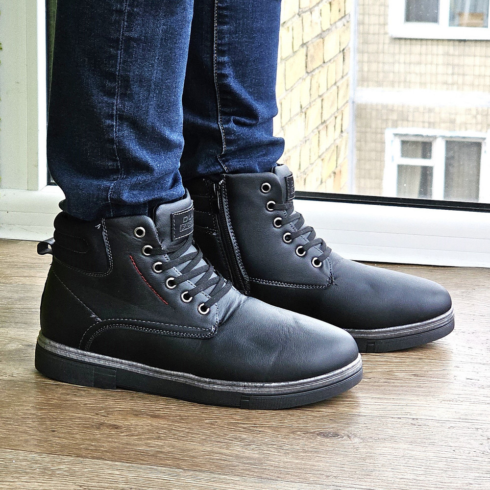 Черевики ЗИМНІ Чоловічі Чорні Кросівки з МЕХОМ на замку з блискавкою (розміри: 41,42,43,44,45) - 301-1 Дніпро - фото 10