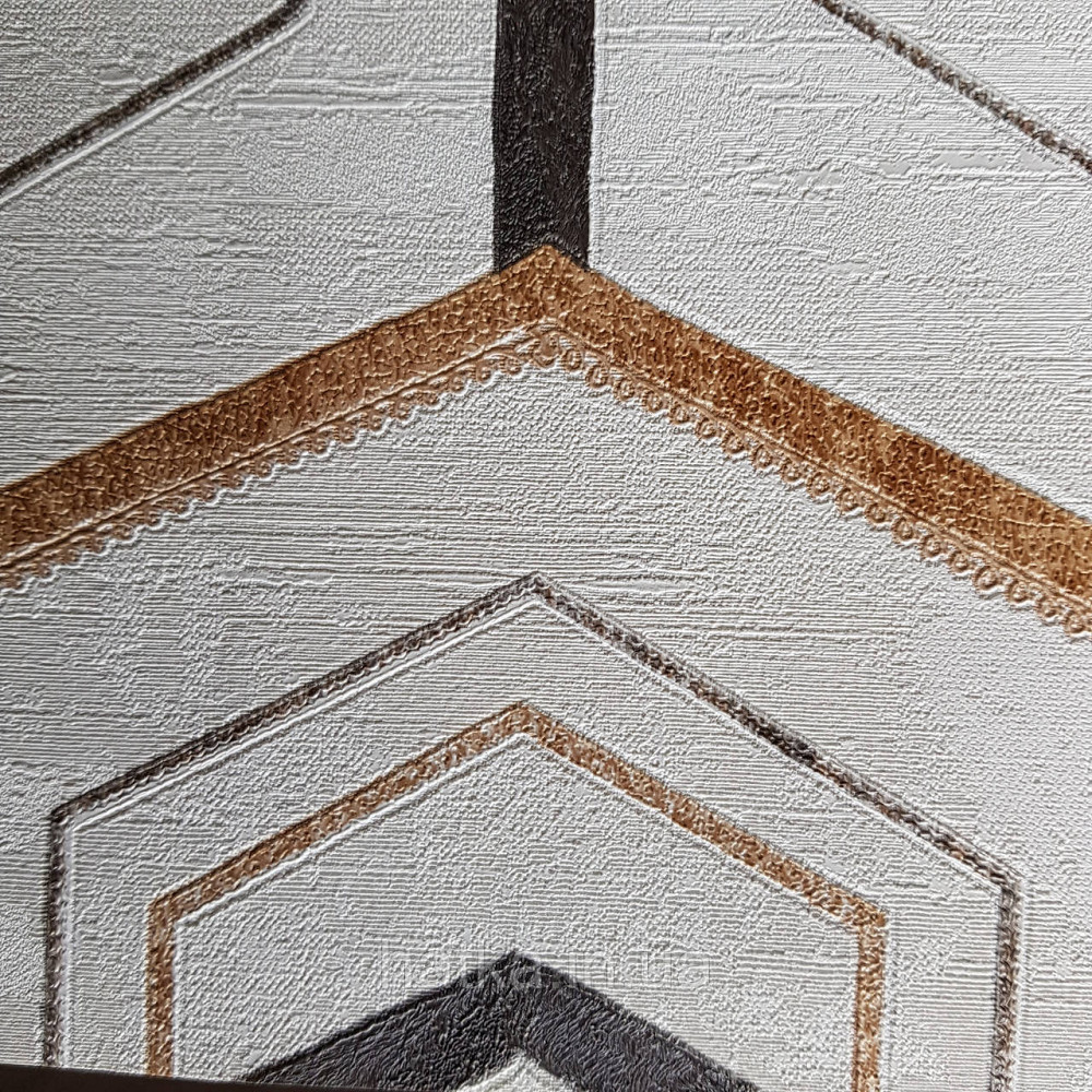 Шпалери метрові вінілові на флізелін 24 Carati Cristiana Masi геометрія смуги золотом чорні на бежевому 3д Київ - фото 3