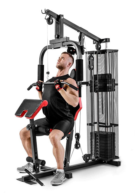 Силова фітнес-станція HS-1044K з партою Скотта 66 кг стек для дому та спортзалу багатофункціональна для всіх різновидів м'язів Київ - фото 8