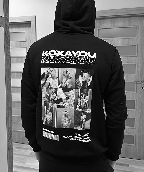 Персонализированное худи с фото для пары | Подарок любимой / любимому ко Дню влюблённых L, Черный Черновцы - изображение 1