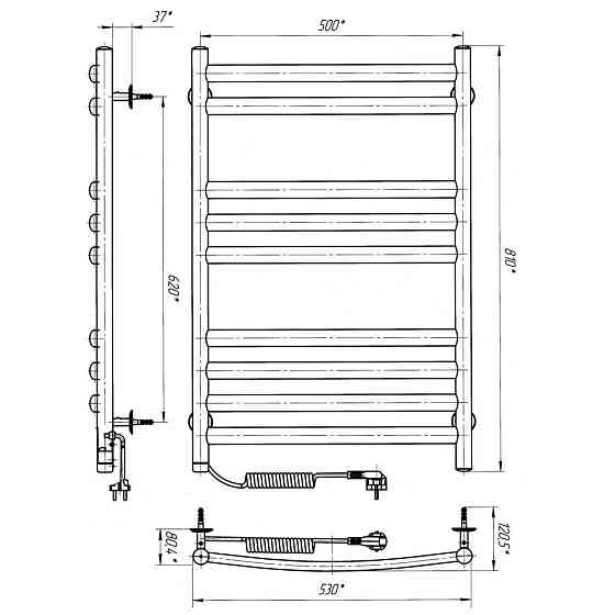 Электрический полотенцесушитель Laris Классик Премиум П9 500Х800 Э левое подкл. Киев