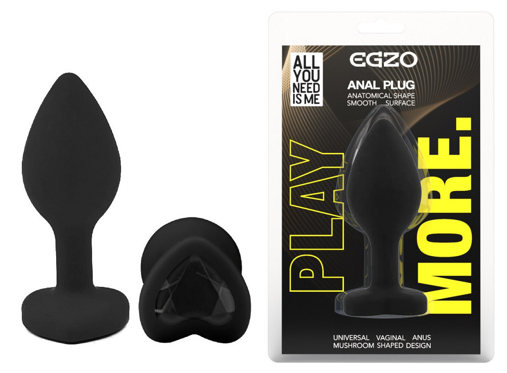 Силиконовая анальная пробка EGZO - Silicone Black Heart Plug Black, size S Sex Aura Киев - изображение 1