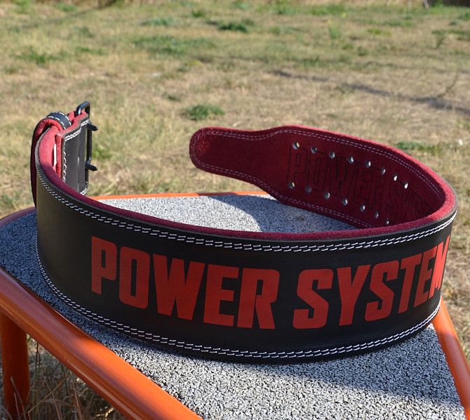 Пояс для важкої атлетики Power System PS-3830 Beast шкіряний Black/Red L Кам'янське - фото 7