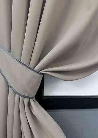 Комплект коротких штор VR-Textil Блекаут Midnight № 1672ш Сіро-бежевий 140х170 см 2 шт (35-0336) Київ