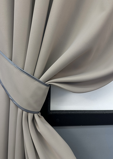 Комплект коротких штор VR-Textil Блекаут Midnight № 1672ш Сіро-бежевий 140х170 см 2 шт (35-0336) Київ - фото 4
