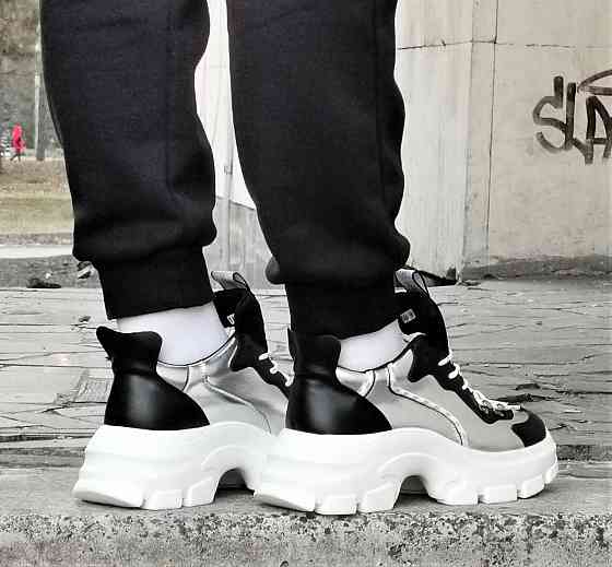 . Жеганські Кросівки на Танкетці Сріблясті Сліпони Мокасини на Платформі Білі (розміри: 36,38,39) — 16 Дніпро