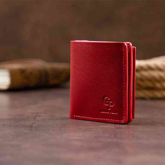 Вертикальне глянсове портмоне з накладною монетницьою GRANDE PELLE 11331 Червоне Київ