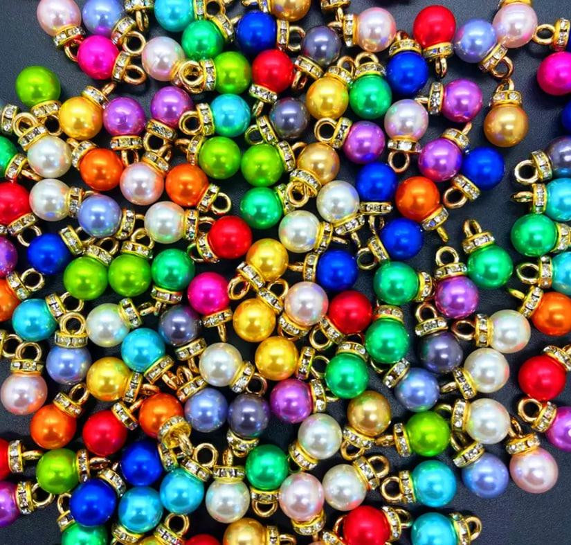 Набір з 20 новорічних акрилових намистин зі стразами 8 мм - Акрилові підвіски для створення прикрас  Київ - фото 1