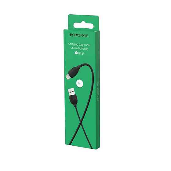 Кабель BOROFONE BX19 USB - Lightning 2.4A, 1m, PVC, TPE конектори, колір чорний BX19LB Одеса