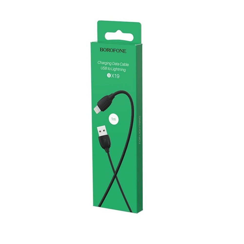 Кабель BOROFONE BX19 USB - Lightning 2.4A, 1m, PVC, TPE конектори, колір чорний BX19LB Одеса - фото 3