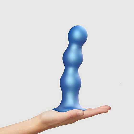 Насадка для страпона Strap-On-Me Dildo Plug Balls Blue Metallic XXL Sex Aura Київ