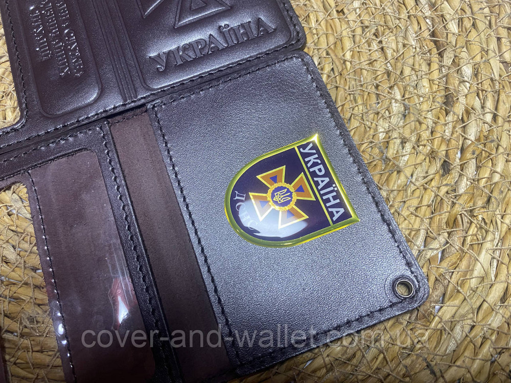 Шкіряна обкладинка на пластикове посвідчення ДСНС із шевроном Червоний крейзі Київ - фото 7