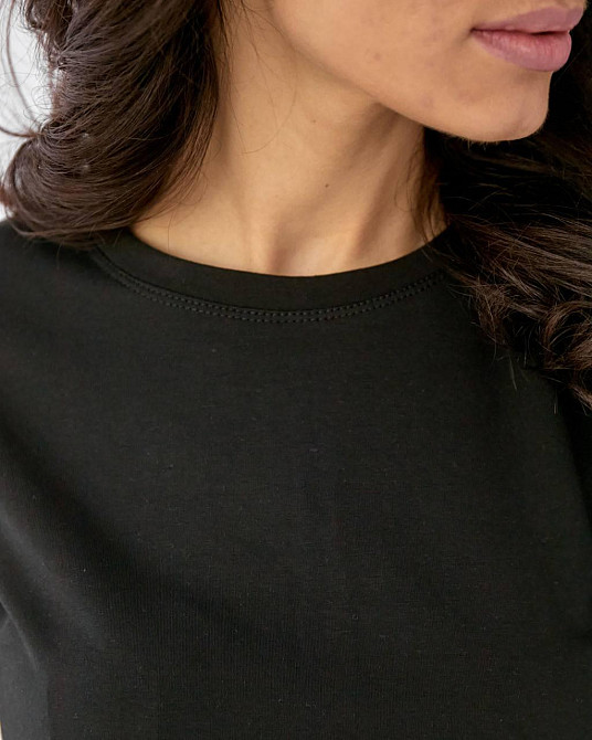 Базовая футболка женская однотонная Черный XL Харьков - изображение 3