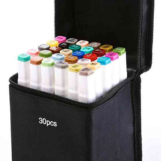 Набор маркеров двусторонних спиртовых для рисования Touch Smooth 30 шт + Подставка для маркеров бежевый Каменец-Подольский