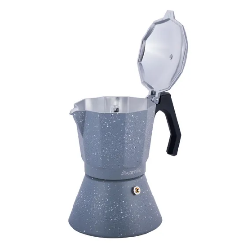 Кавоварка гейзерна 600мл (12 порцій) алюмінієва широке індукційне дно сірий мармур 2519GR KAMILLE Житомир - фото 5