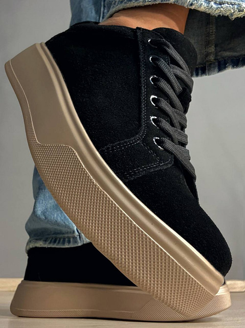 Кеди жіночі Hengji 85-9 натуральний замш на платформі чорні, 40, 25,5 см Одеса - фото 4