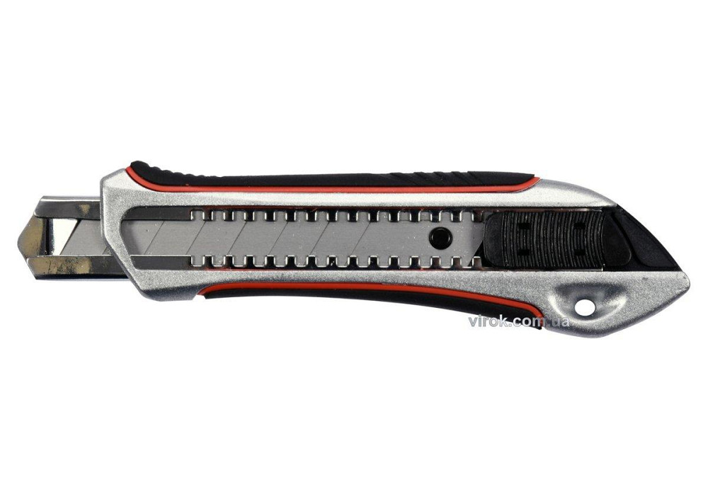 Ніж YATO з висувним лезом з відломними сегментами: M=18мм, SK5, Zn/TPR/ABS, фіксатор, F 20N [12/144] Одесса - изображение 1