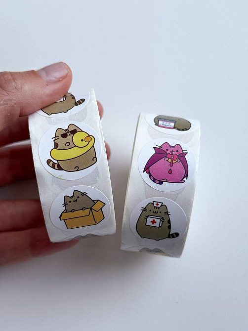 Набор наклейок (стикеров) кот Пушин Pusheen (500шт.) стикербомбинг для телефона, ноутбука. 1 рулон Киев - изображение 4