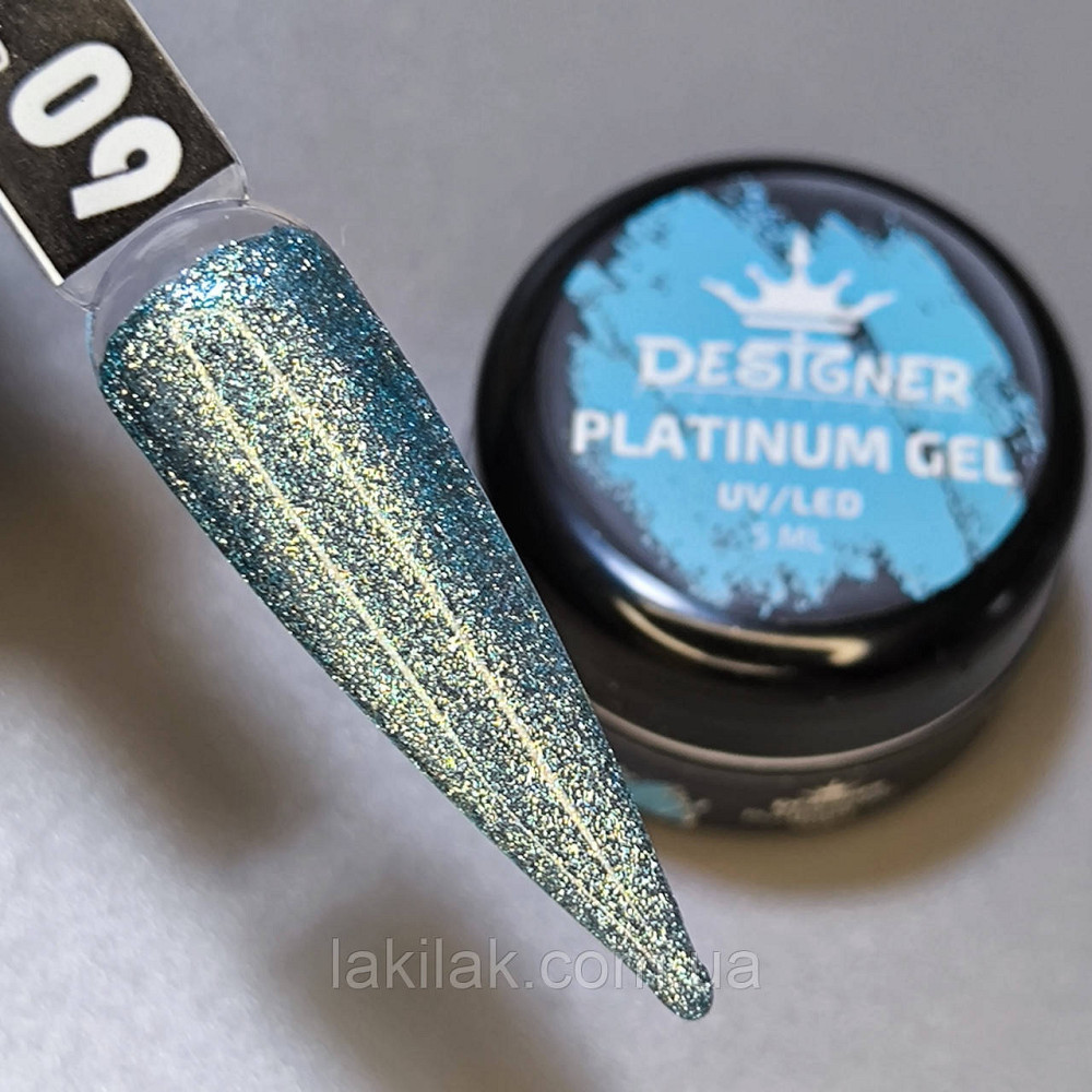 Гель-фарба P09 Designer Platinum Gel з блистками 5мл Херсон - изображение 1