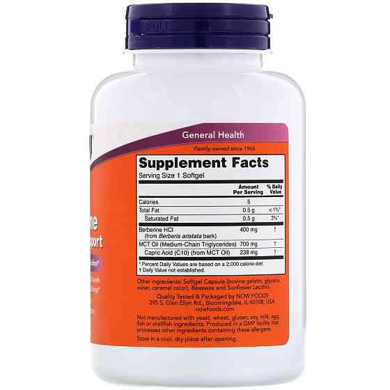 Контроль глюкозы крови Now Foods  Berberine Glucose Support 90 гел капс Киев
