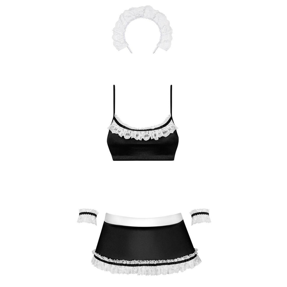 Атласний еротичний костюм покоївки Obsessive Maid set S/M, black, 5 предметів Sex Aura Київ - фото 5