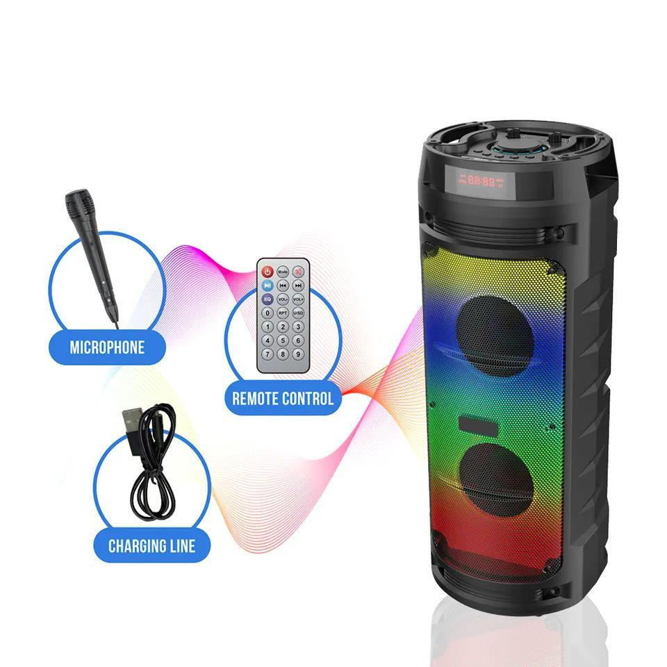 Портативна акустична система Winso ZQS6210W-6.5"x2 з RGB 30W з караоке мікрофоном та пультом Вінниця - фото 7