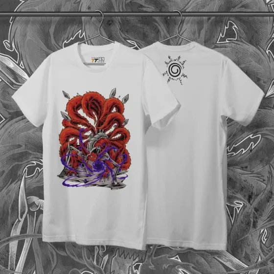 Футболка для подростка мальчика с принтом Наруто Кіборг Дев'ятихвостий Размер 160 Anime10036 Днепр