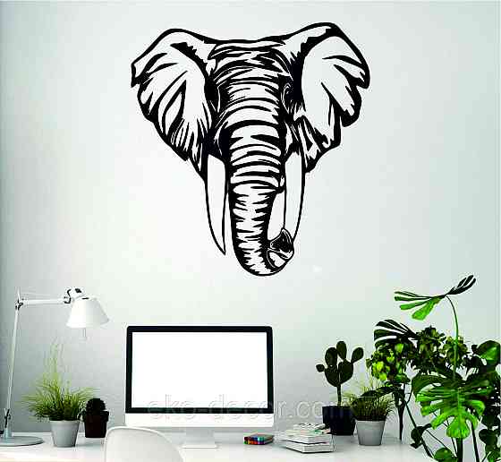 Декоративное настенное Панно «Слон», Декор на стену 90*84 см, Черный Киев