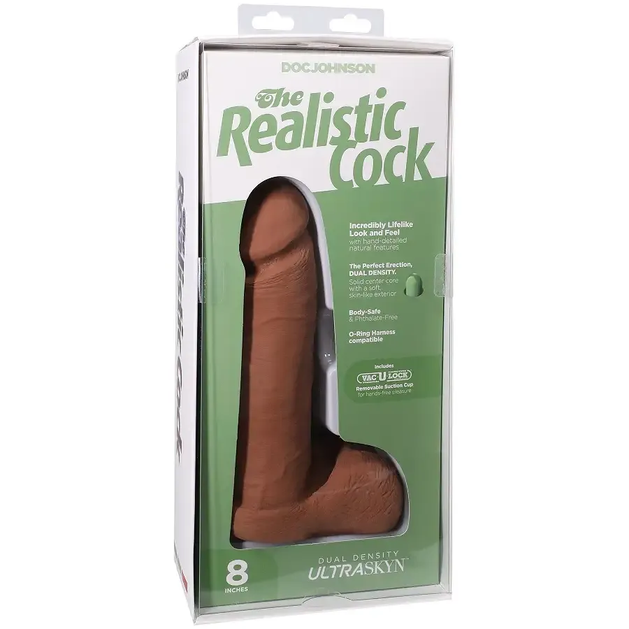 Фалоімітатор Doc Johnson The Realistic Cock ULTRASKYN - 8 Inch with Balls Caramel Львів - фото 8
