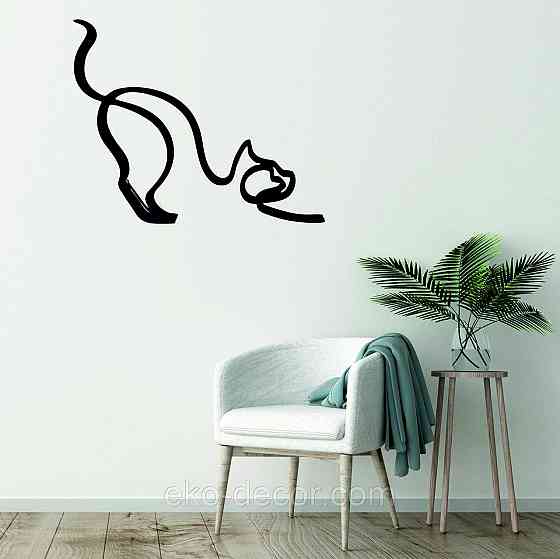 Декоративное настенное Панно «Кот» Декор на стену 90*73 см, Черный Киев