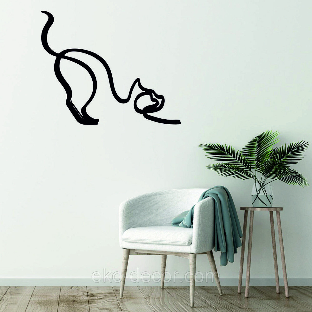 Декоративное настенное Панно «Кот» Декор на стену 90*73 см, Черный Киев - изображение 1