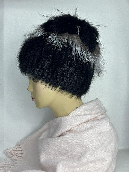 Шапка зимняя меховая женская водопад Милена Черный Харьков - изображение 8